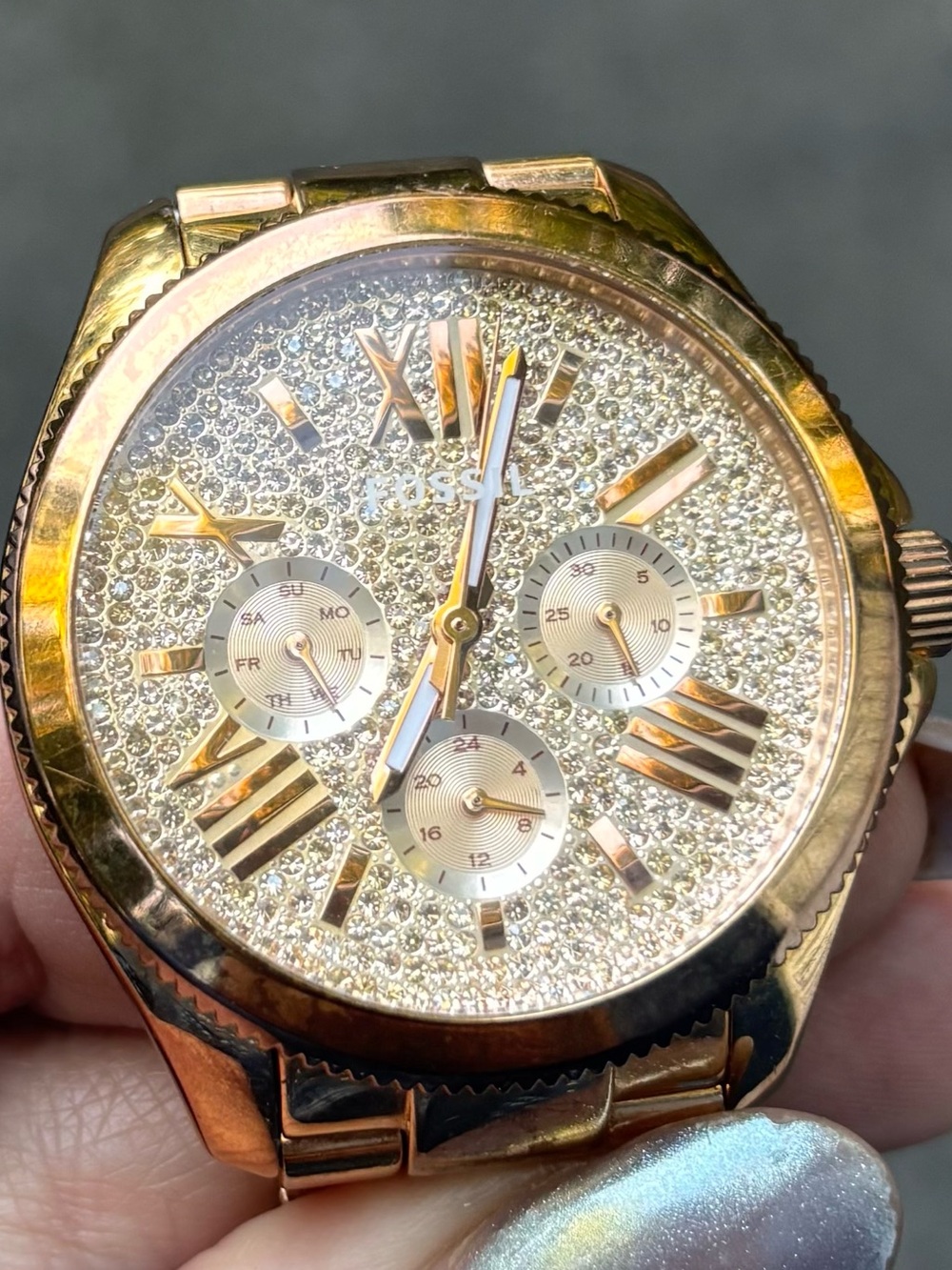 Fossil Cecile Gold Crystal Watch AM4604 - As Is / Untested